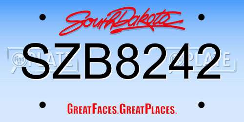 SZB8242 South Dakota License Plate