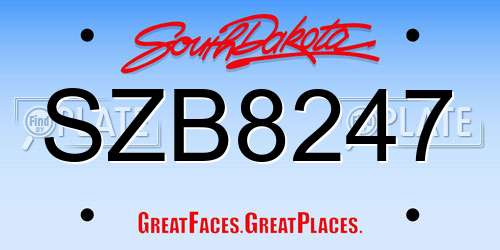 SZB8247 South Dakota License Plate