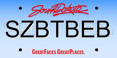 SZBTBEB South Dakota License Plate