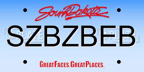 SZBZBEB South Dakota License Plate