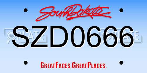 SZD0666 South Dakota License Plate