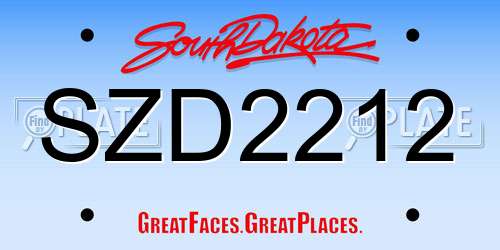 SZD2212 South Dakota License Plate