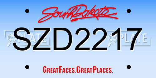 SZD2217 South Dakota License Plate