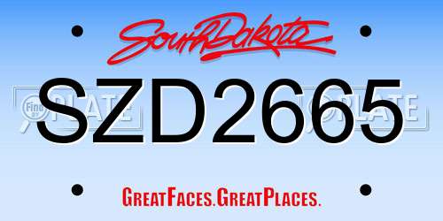 SZD2665 South Dakota License Plate