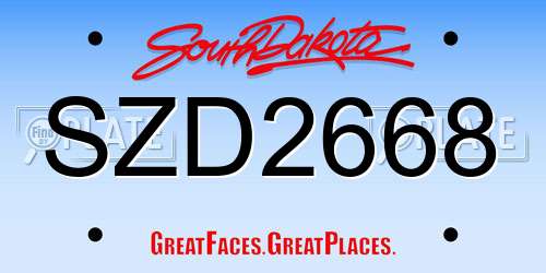 SZD2668 South Dakota License Plate