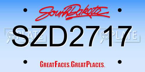 SZD2717 South Dakota License Plate