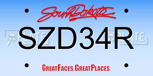 SZD34R South Dakota License Plate