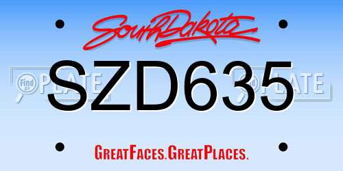 SZD635 South Dakota License Plate