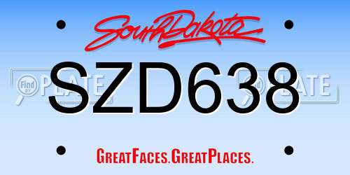 SZD638 South Dakota License Plate