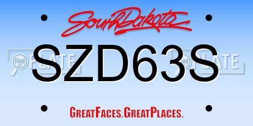SZD63S South Dakota License Plate