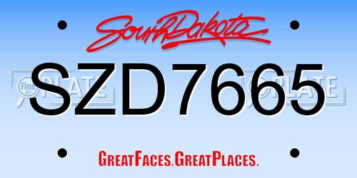 SZD7665 South Dakota License Plate