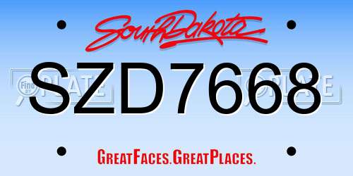 SZD7668 South Dakota License Plate