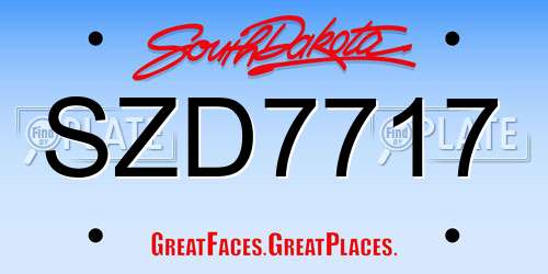 SZD7717 South Dakota License Plate