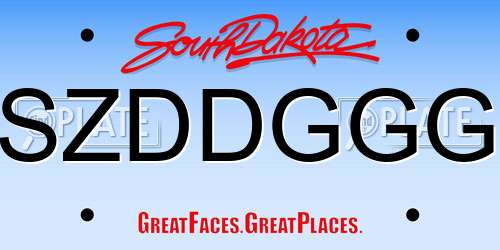 SZDDGGG South Dakota License Plate