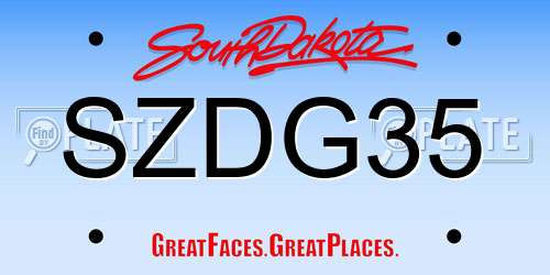 SZDG35 South Dakota License Plate