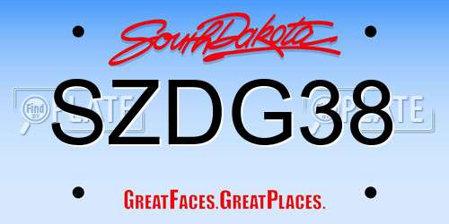 SZDG38 South Dakota License Plate