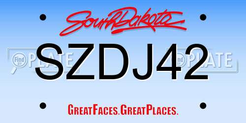 SZDJ42 South Dakota License Plate