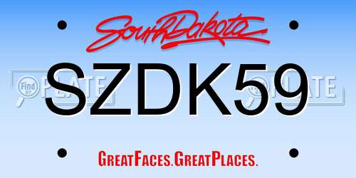 SZDK59 South Dakota License Plate