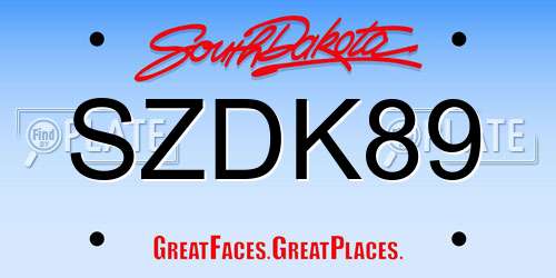 SZDK89 South Dakota License Plate