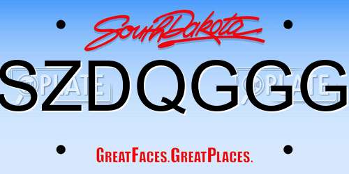 SZDQGGG South Dakota License Plate
