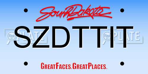SZDTTIT South Dakota License Plate