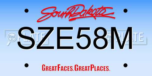 SZE58M South Dakota License Plate