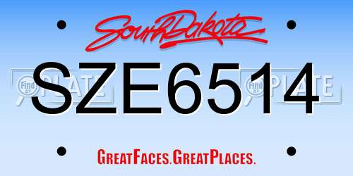 SZE6514 South Dakota License Plate