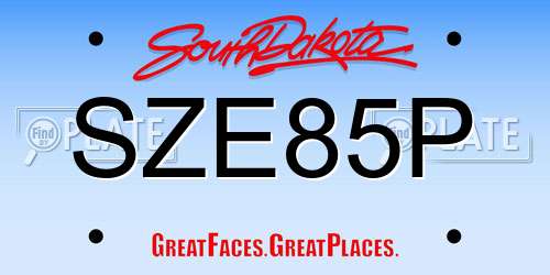SZE85P South Dakota License Plate