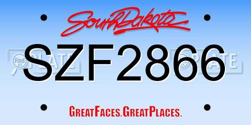 SZF2866 South Dakota License Plate