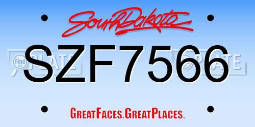 SZF7566 South Dakota License Plate