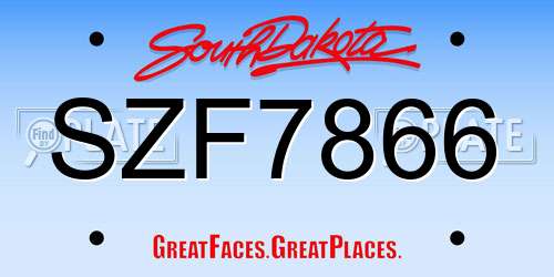 SZF7866 South Dakota License Plate