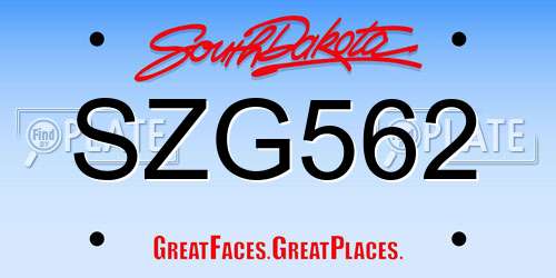 SZG562 South Dakota License Plate
