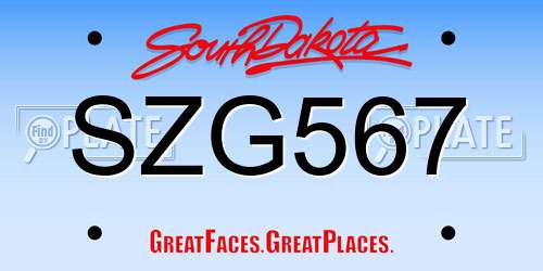 SZG567 South Dakota License Plate