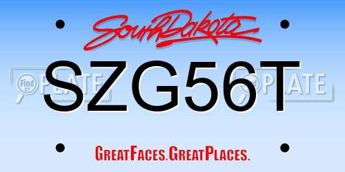 SZG56T South Dakota License Plate