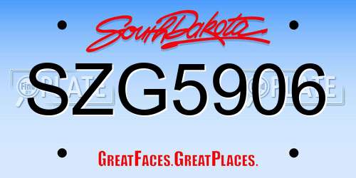 SZG5906 South Dakota License Plate