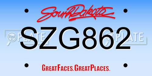 SZG862 South Dakota License Plate