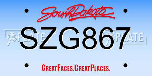 SZG867 South Dakota License Plate