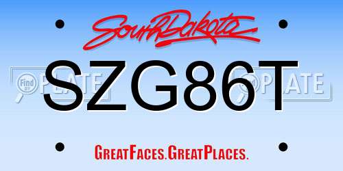 SZG86T South Dakota License Plate