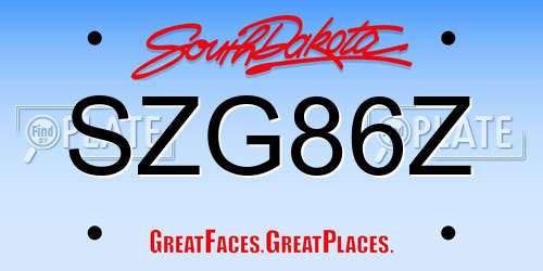 SZG86Z South Dakota License Plate