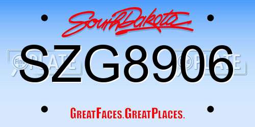 SZG8906 South Dakota License Plate