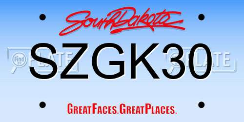SZGK30 South Dakota License Plate