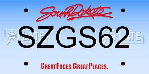 SZGS62 South Dakota License Plate