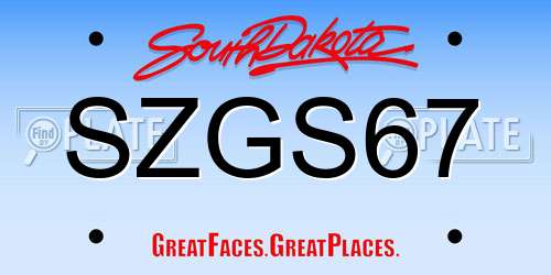 SZGS67 South Dakota License Plate