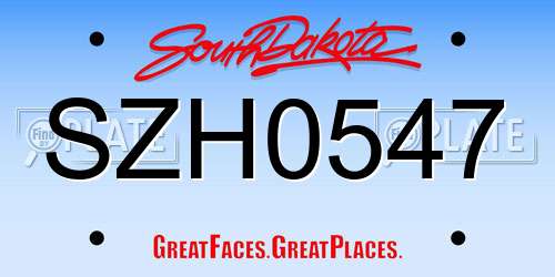 SZH0547 South Dakota License Plate