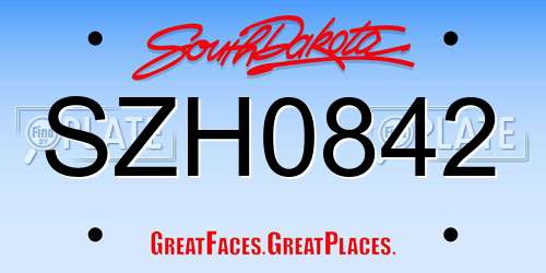 SZH0842 South Dakota License Plate