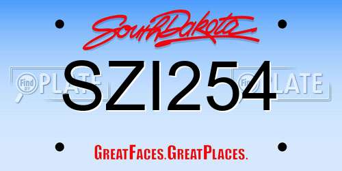 SZI254 South Dakota License Plate