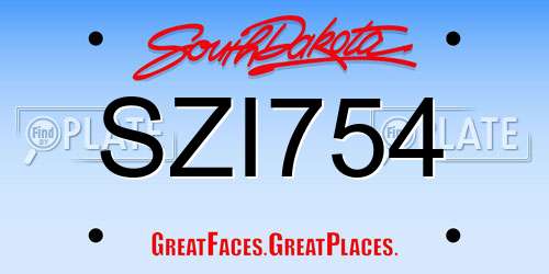 SZI754 South Dakota License Plate