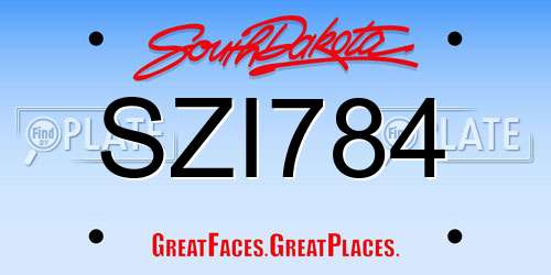 SZI784 South Dakota License Plate