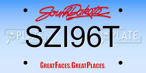 SZI96T South Dakota License Plate