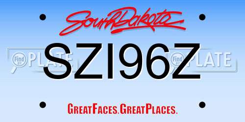 SZI96Z South Dakota License Plate